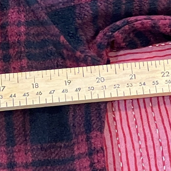 George Men's small burgundy / Black Plaid fleece Button Down Shirt - Picture 3 of 10